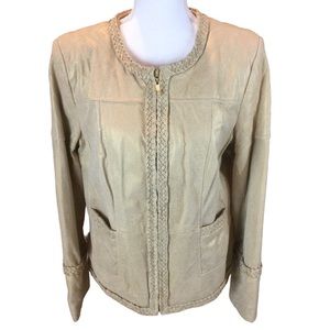 VTG Terry Lewis Gold Metallic Leather Jacket Size M